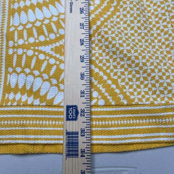 Taylor Brand Sun Dress 4 Yellow Geometric Print Cotton Textured Cutout Shoulders - Picture 10 of 16